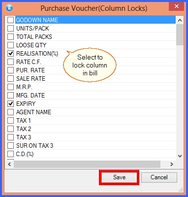 fmcg pur vocher column locks